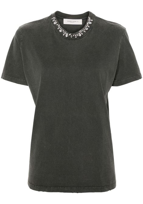 Grey crystal-embellished cotton T-shirt Golden goose - women GOLDEN GOOSE | GWP01220P00067060318